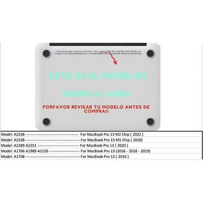 Imagen 2 del producto Carcasa para Macbook New Pro 13 M1 M2 - Negro Clear