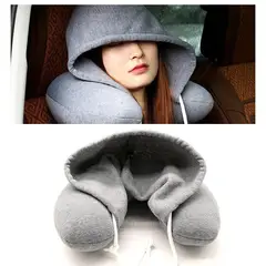 ESPACIO SEOUL - Cojin cuello con Capucha para dormir en Viaje Avion Almohada portatil