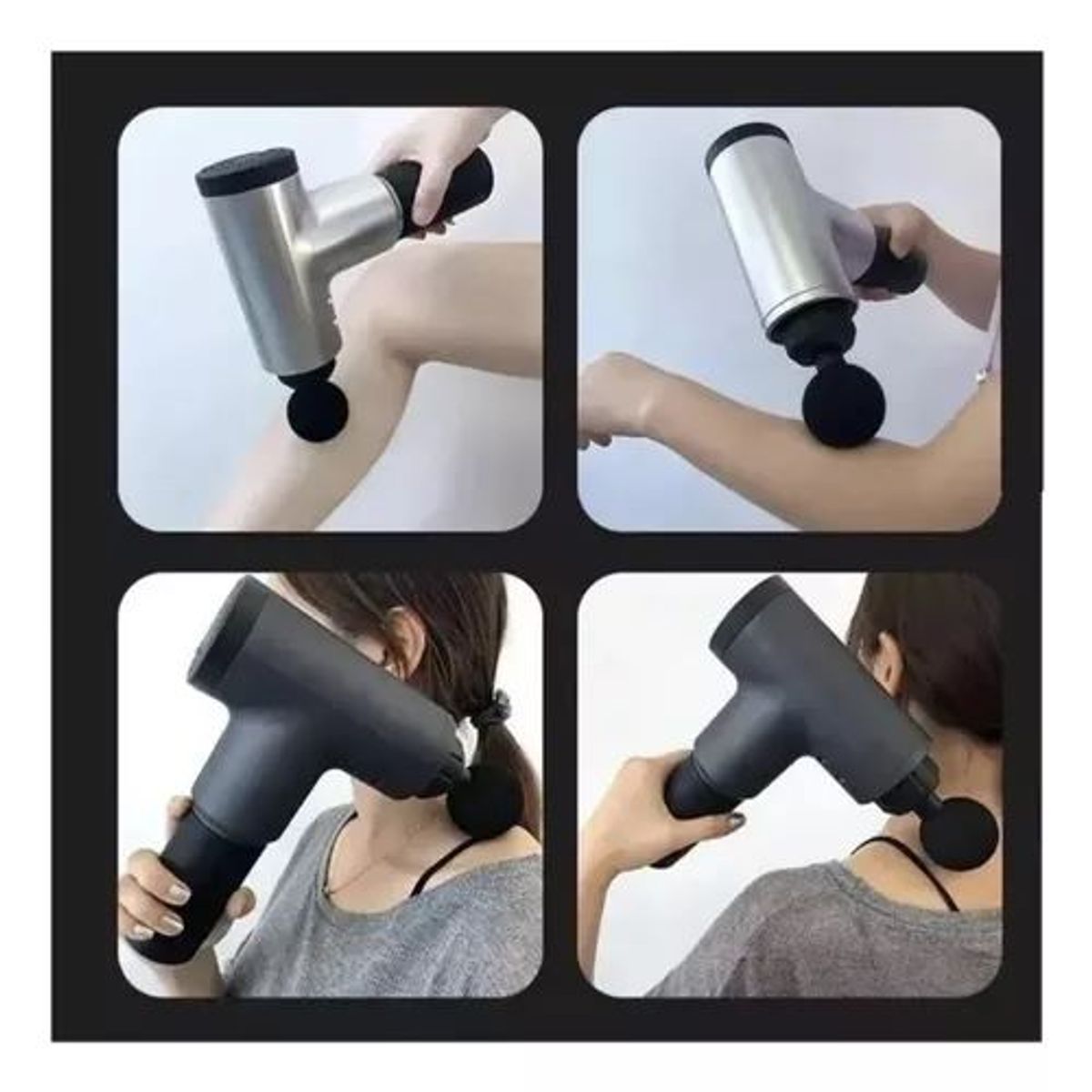 GENERICO - Masajeadora Muscular + 4 Cabezales Color Gris