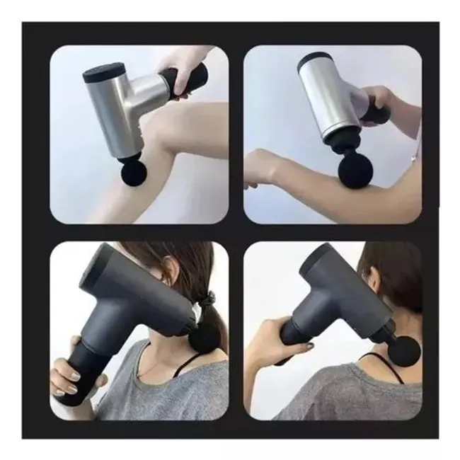 GENERICO - Masajeadora Muscular + 4 Cabezales Color Gris