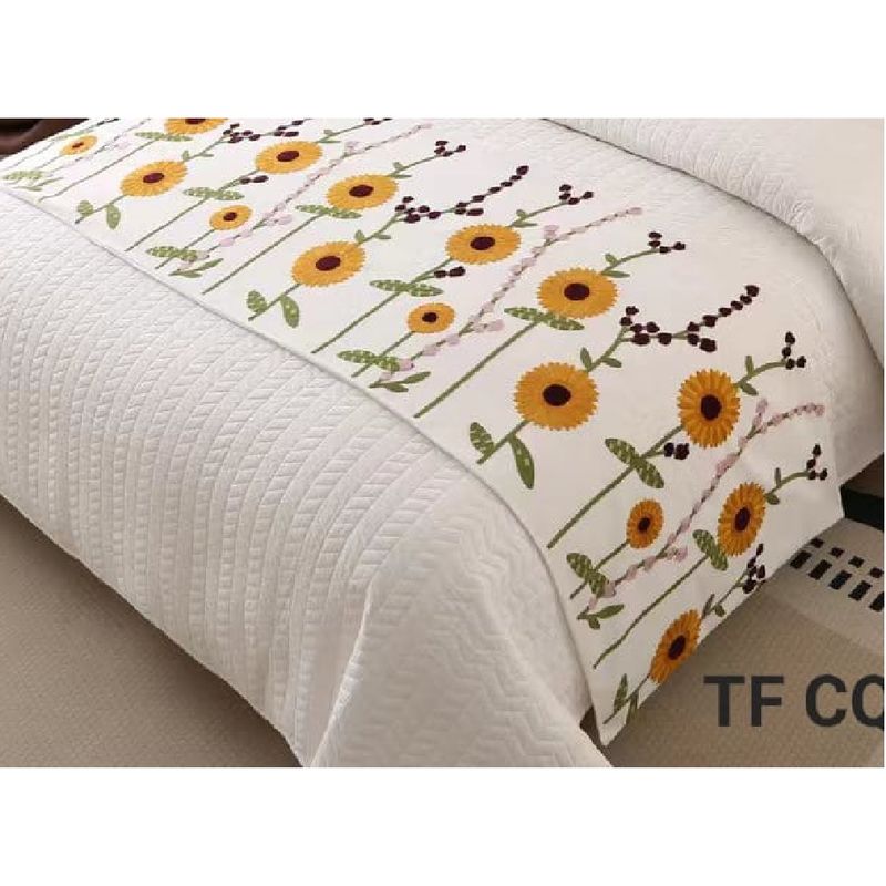 ANGELES DEL HOGAR - Pieceras Bordadas Diseño Flores 2 plazasKing