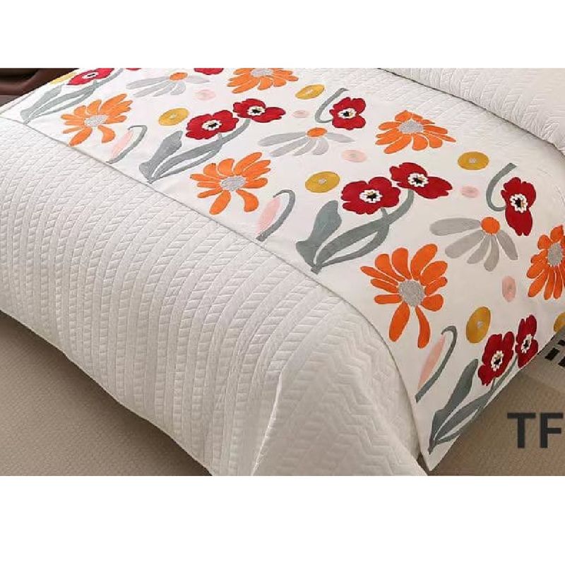 ANGELES DEL HOGAR - Pieceras Bordadas Diseño Flores 2 plazasKing