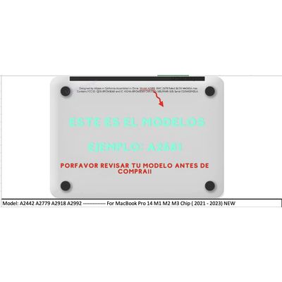 Imagen 2 del producto Carcasa para Macbook New Pro 14 A(2442-2779-2918-2992) Transparente