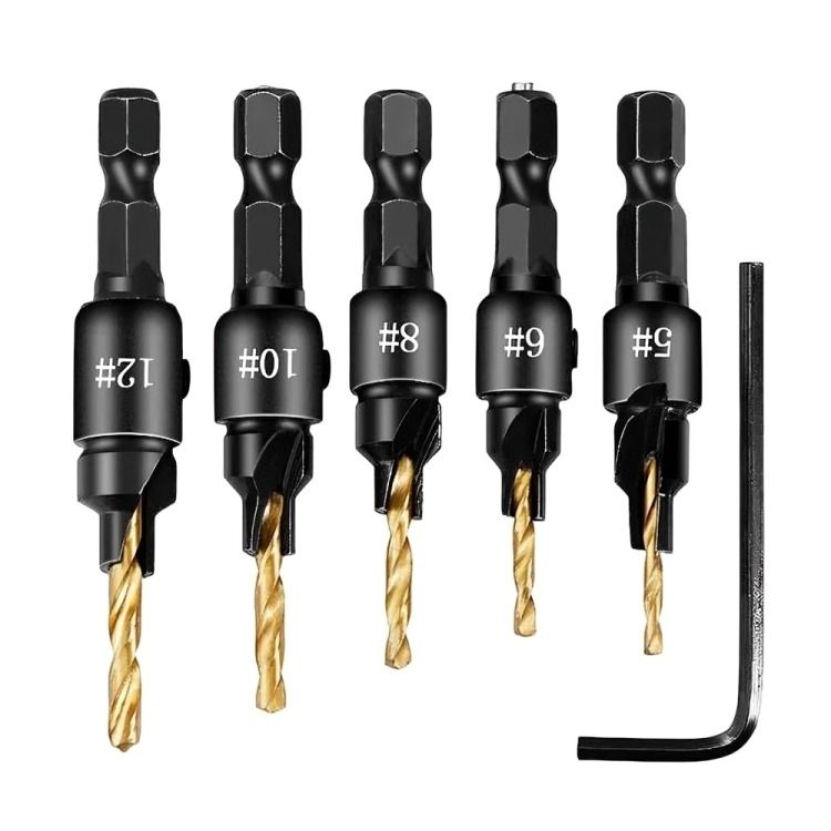 Set 5 Uds Brocas Avellanadores Madera Carpinteria