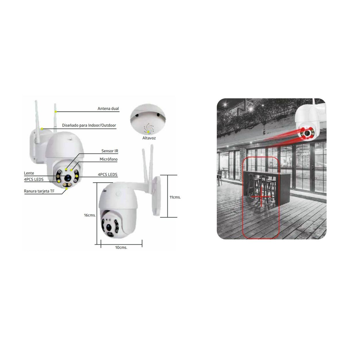 TECNOLAB - Cámara Ip Ptz De Seguridad Full Hd Wifi Para Exterior - SC