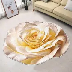 ANGELES DEL HOGAR - Alfombra Redonda en Forma de Flor Beige 80cm D