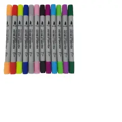 GENERICO - Plumones Lápices Doble Punta Pincel Tira Línea 24 Colores