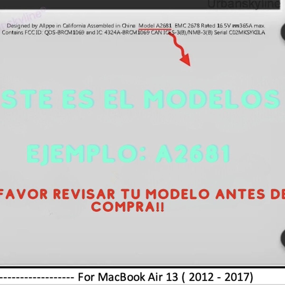 GENERICO - Carcasa para Macbook Air 13 A(1466/1369) Negro Clear