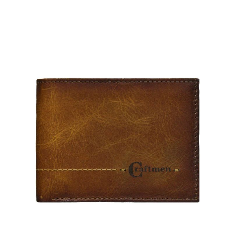 CRAFTMEN - Billetera Hombre 100% cuero natural color natural Café Craftmen