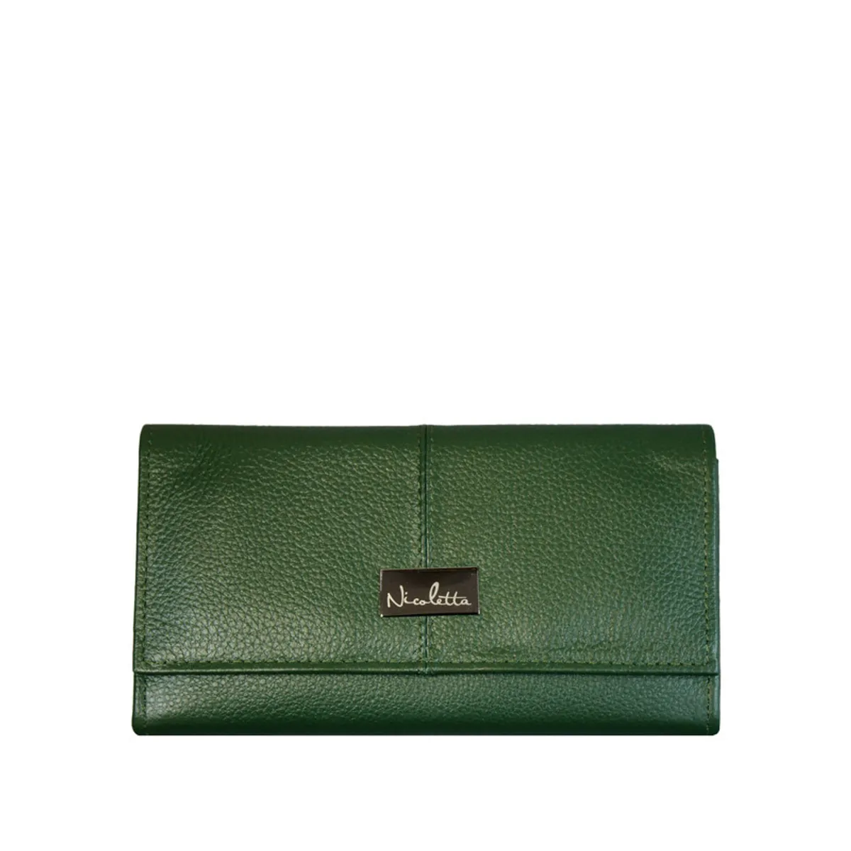 NICOLETTA - Billetera Mujer Nicoletta 100% cuero genuino verde musgo