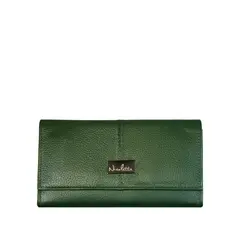 NICOLETTA - Billetera Mujer 100% cuero genuino verde musgo