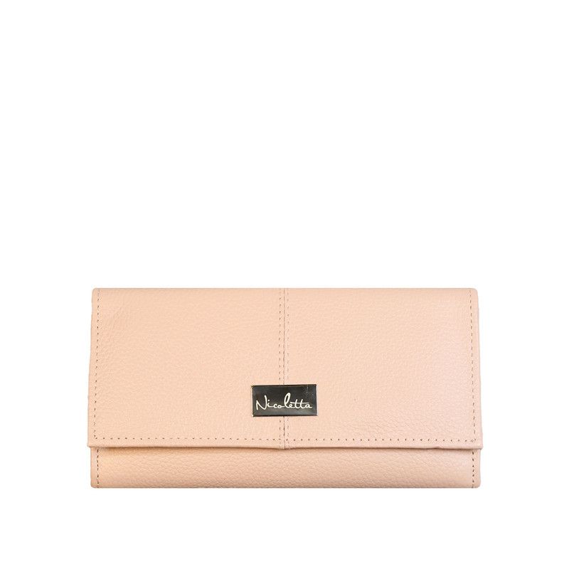 NICOLETTA - Billetera Mujer Nicoletta 100% cuero genuino verde  nude