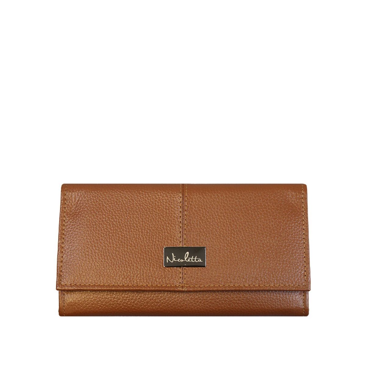 NICOLETTA - Billetera Mujer Nicoletta 100% cuero genuino café