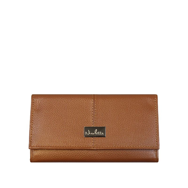 NICOLETTA - Billetera Mujer Nicoletta 100% cuero genuino café