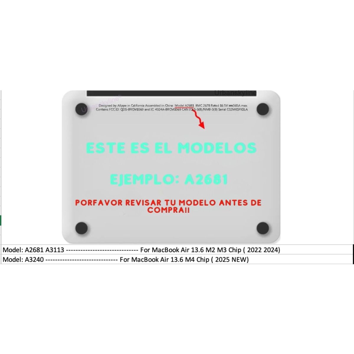 GENERICO - Carcasa para Macbook New Air 13.6 M2-M3-M4 Transparente