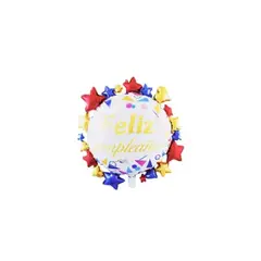 GENERICO - Globo Metálico Feliz Cumpleaños Con Estrellas 45cm