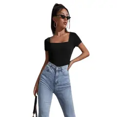 MABELLE - BODY MUJER ESCOTE CUADRADO MANGA CORTA