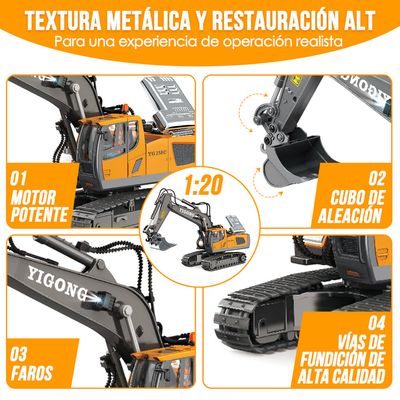 Imagen 2 del producto 1:20 Excavadora Control Remoto Rc Juguete 11 Canal Aleación