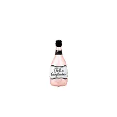 GENERICO - Globo Metalico Botella De Vino Rosa 48x92cm