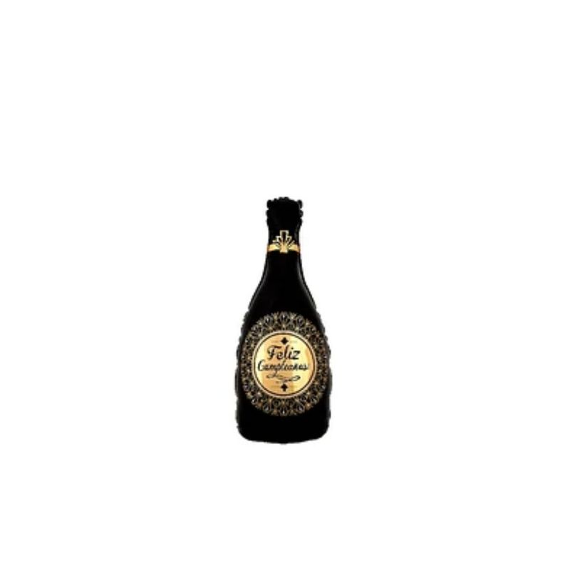 GENERICO - Globo Metalico Botella De Vino Negro 48x92 cm