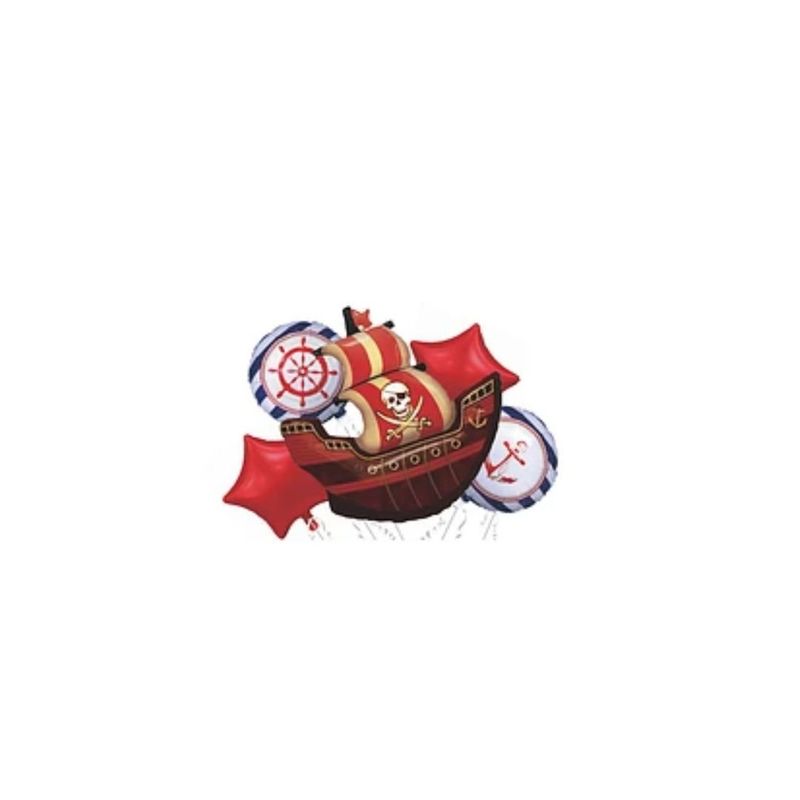 GENERICO - Set De Globos Metálicos Barco Pirata 5pcs