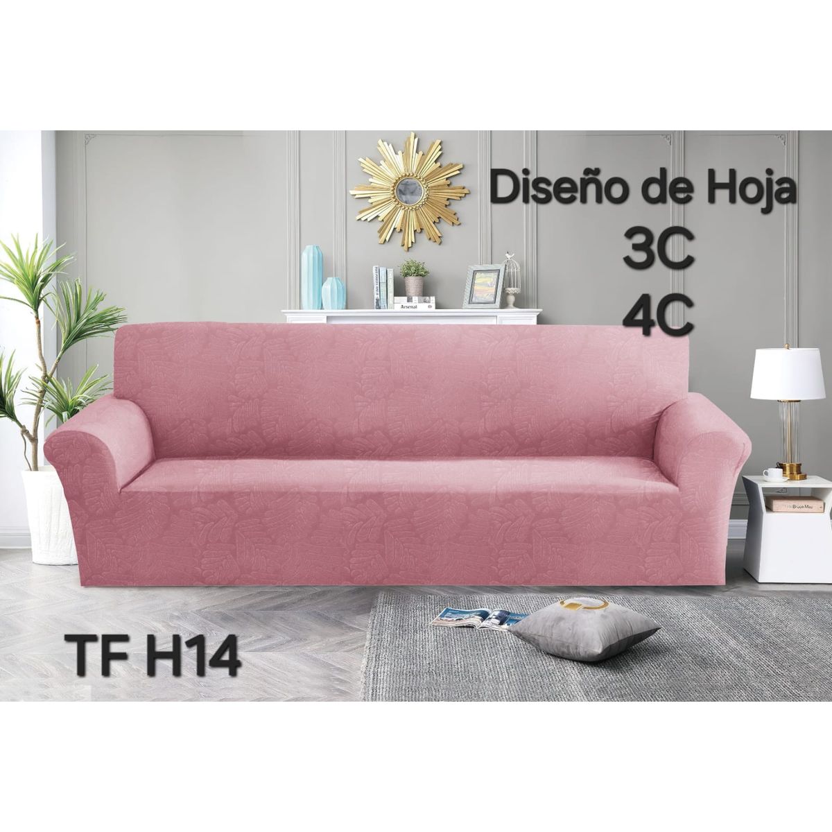 GENERICO - Funda de Sillon 3 Cuerpos Poliéster Textura. Color Rosado TFH14