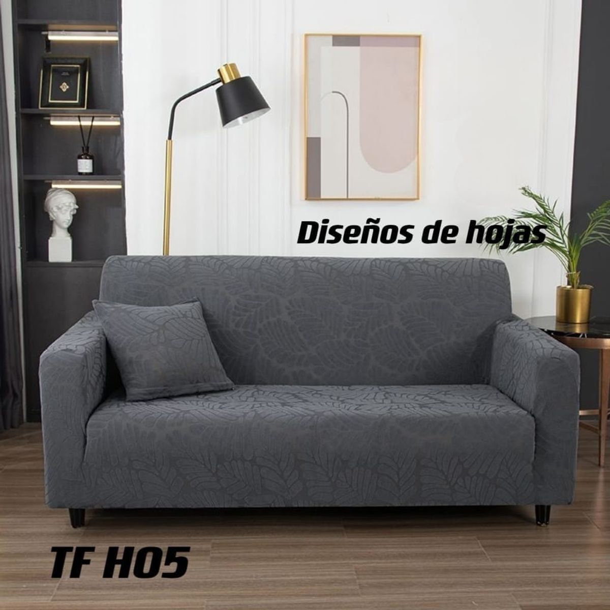GENERICO - Funda de Sillon 4 Cuerpos Poliéster Textura. Color Gris TFH05