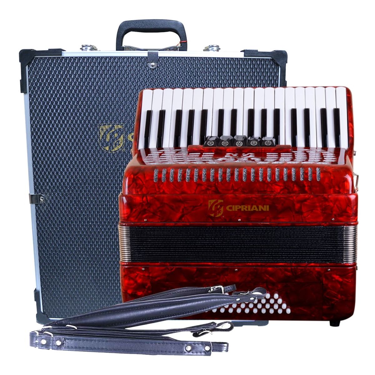 CIPRIANI - ACORDEON 48 BAJOS 5 REGISTROS ROJA CPA-48-5RD CIPRIANI