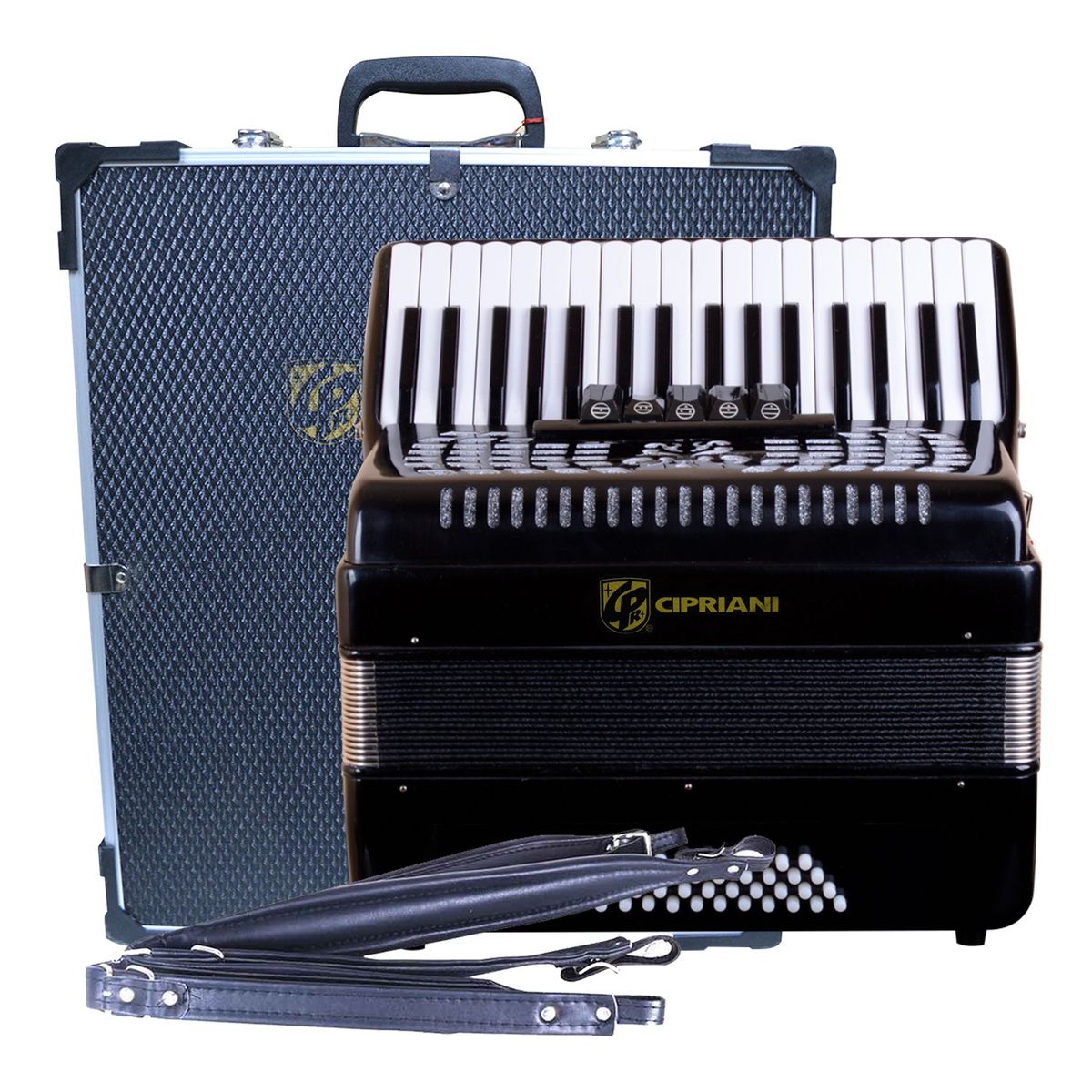 CIPRIANI - ACORDEON 48 BAJOS 5 REGISTROS NEGRA CPA-48-5NR CIPRIANI
