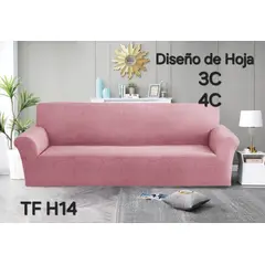 GENERICO - Funda de Sillon 4 Cuerpos Poliéster Textura. Rosado TFH14