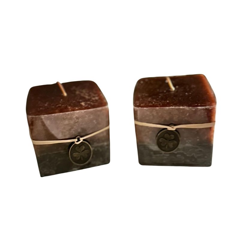 HOMASTTI - Vela Cubo Decorativa Aromatica Textura 2 Unid Caramel Negro