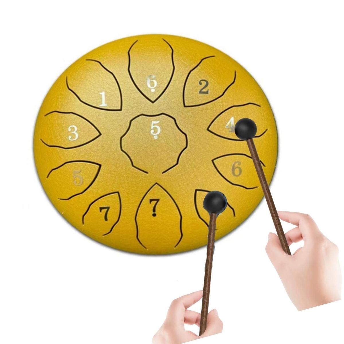 MOBII - Tambor Lengua De Acero Meditación Y Yoga. 6” 11 Tonos Dorado