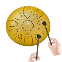 Tambor Lengua De Acero Meditación Y Yoga. 6” 11 Tonos Dorado