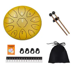 MOBII - Tambor Lengua De Acero Meditación Y Yoga. 6” 11 Tonos Dorado