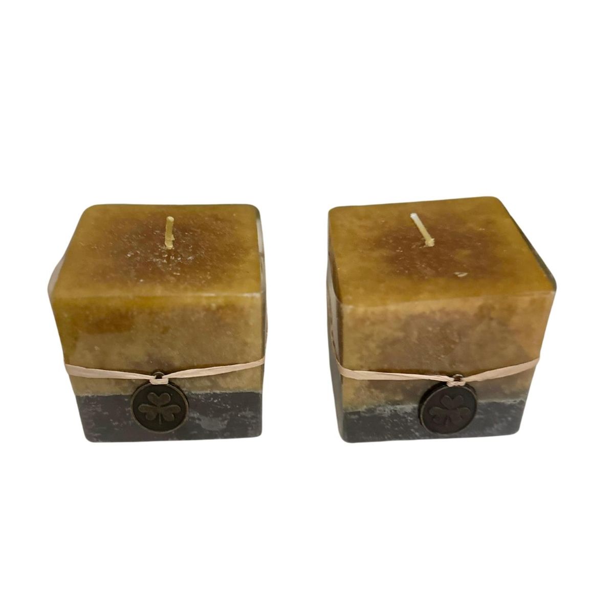 HOMASTTI - Vela Cubo Decorativa Aromatica Textura 2 Unid Amarillo Negro