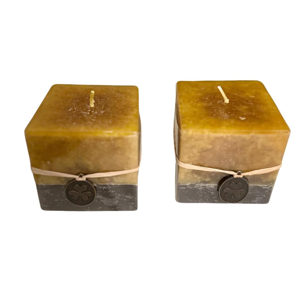 HOMASTTI - Vela Cubo Decorativa Aromatica Textura 2 Unid Amarillo Negro