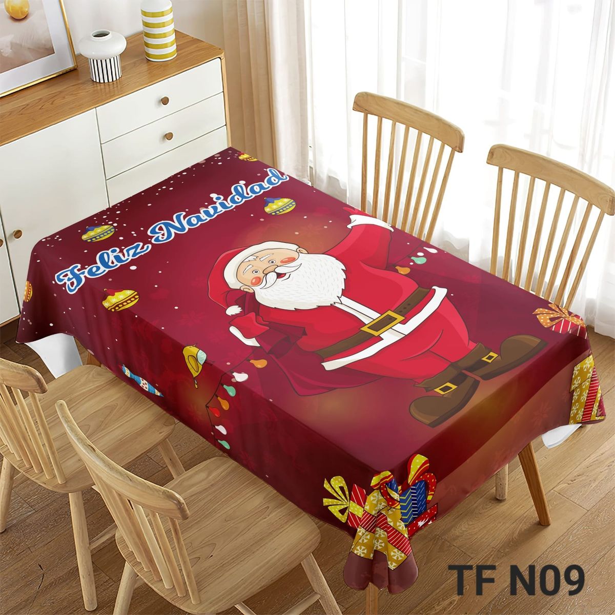 ANGELES DEL HOGAR - Mantel Navidad Impermeable 140cmx220cm Feliz Navidad Santa