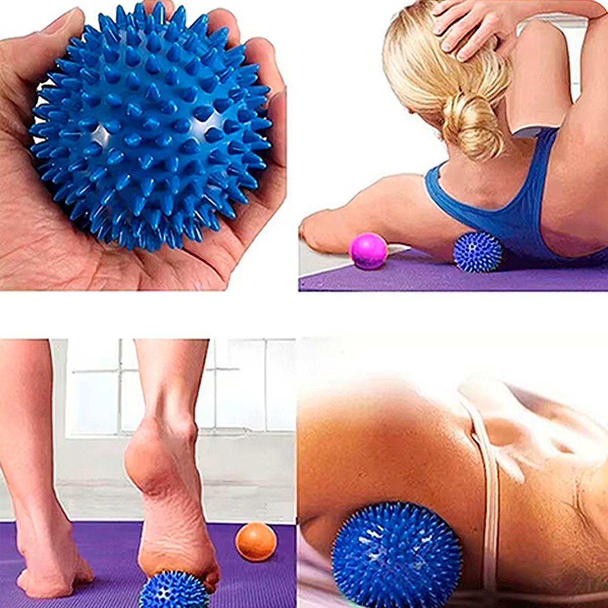 GENERICO - Pack 5x Balón Erizo Suave Masaje Azul 15 cm GD-02-10