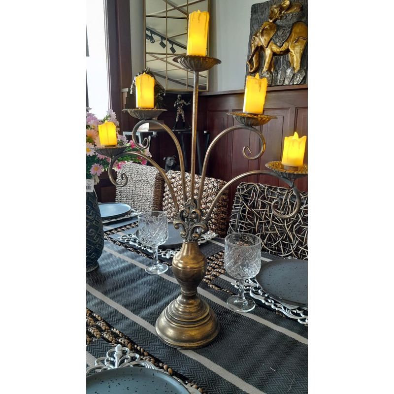 GENERICO - Candelabro Bronce 5 Velas 48x 60 cm.