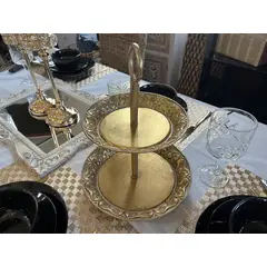 GENERICO - Bandeja de 2 Pisos en Dorado
