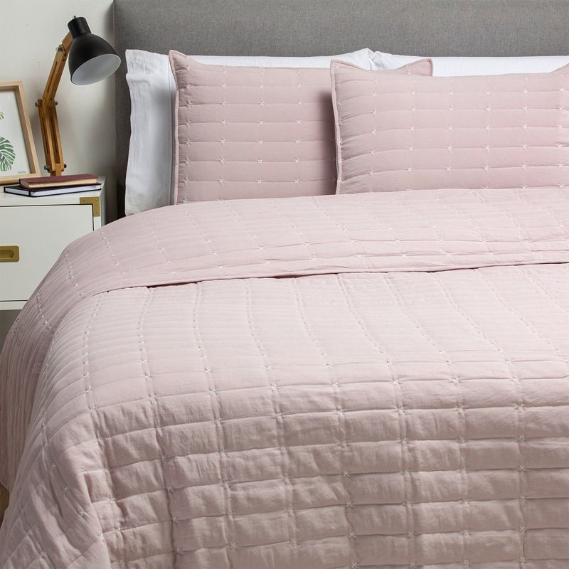 ZAHR - CUBRECAMA PREWASH LISO MALVA 2 PLAZAS