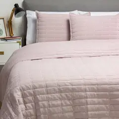 ZAHR - CUBRECAMA PREWASH LISO MALVA 2 PLAZAS