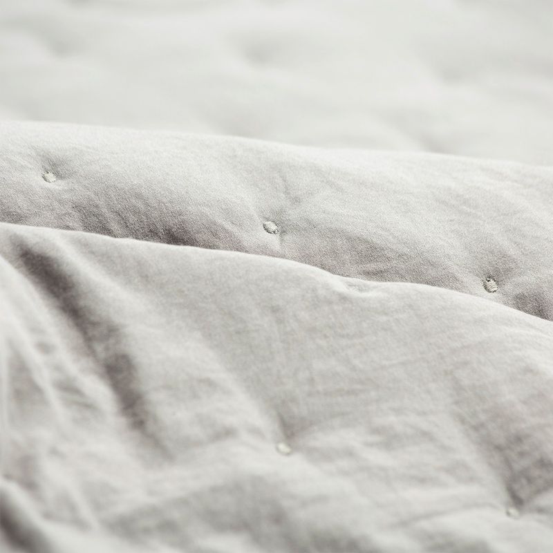 ZAHR - CUBRECAMA PREWASH LISO GRIS OSCURO 2 PLAZAS