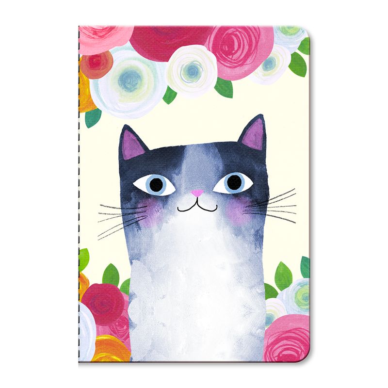 GENERICO - Libreta Tapa Blanda Pequeña Planet Cat Gatito gris y blanco