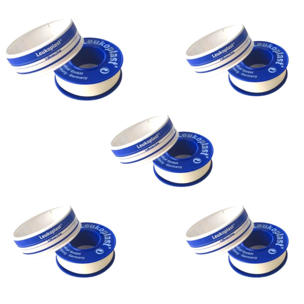 BSN MEDICAL - Leukoplast 1.25 cm x 5m, color blanco, PACK 5 unidades