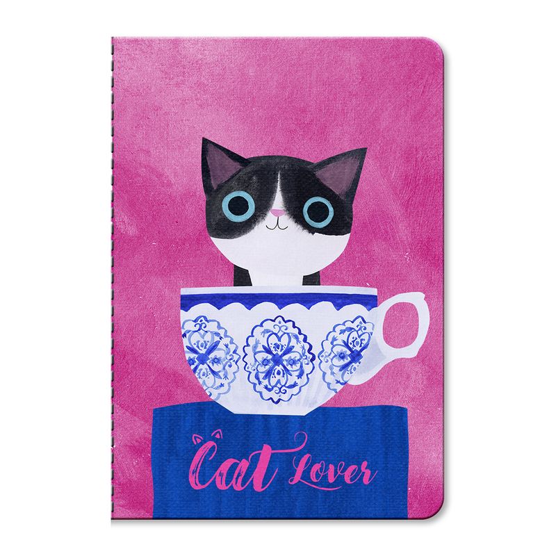 GENERICO - Libreta Tapa Blanda Pequeña Planet Cat Gatito en la taza