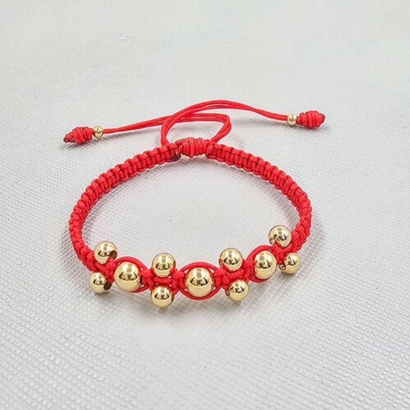 GENERICO - Pulsera Tejida Negra Balin Oro Laminado 18k
