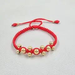 GENERICO - Pulsera Tejida Negra Balin Oro Laminado 18k