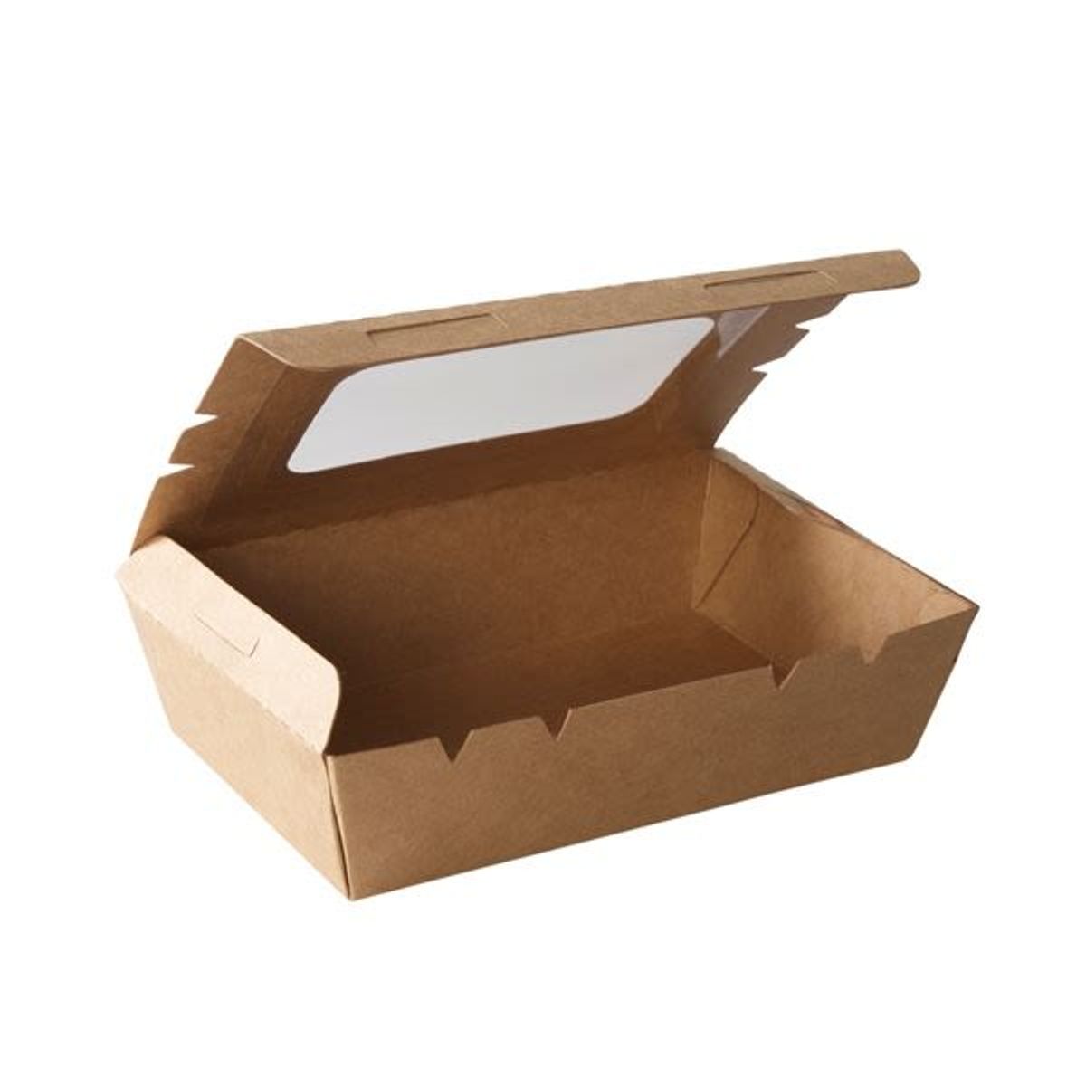 GENERICO - Caja Kraft Con Ventana 900ml 100 Unidades