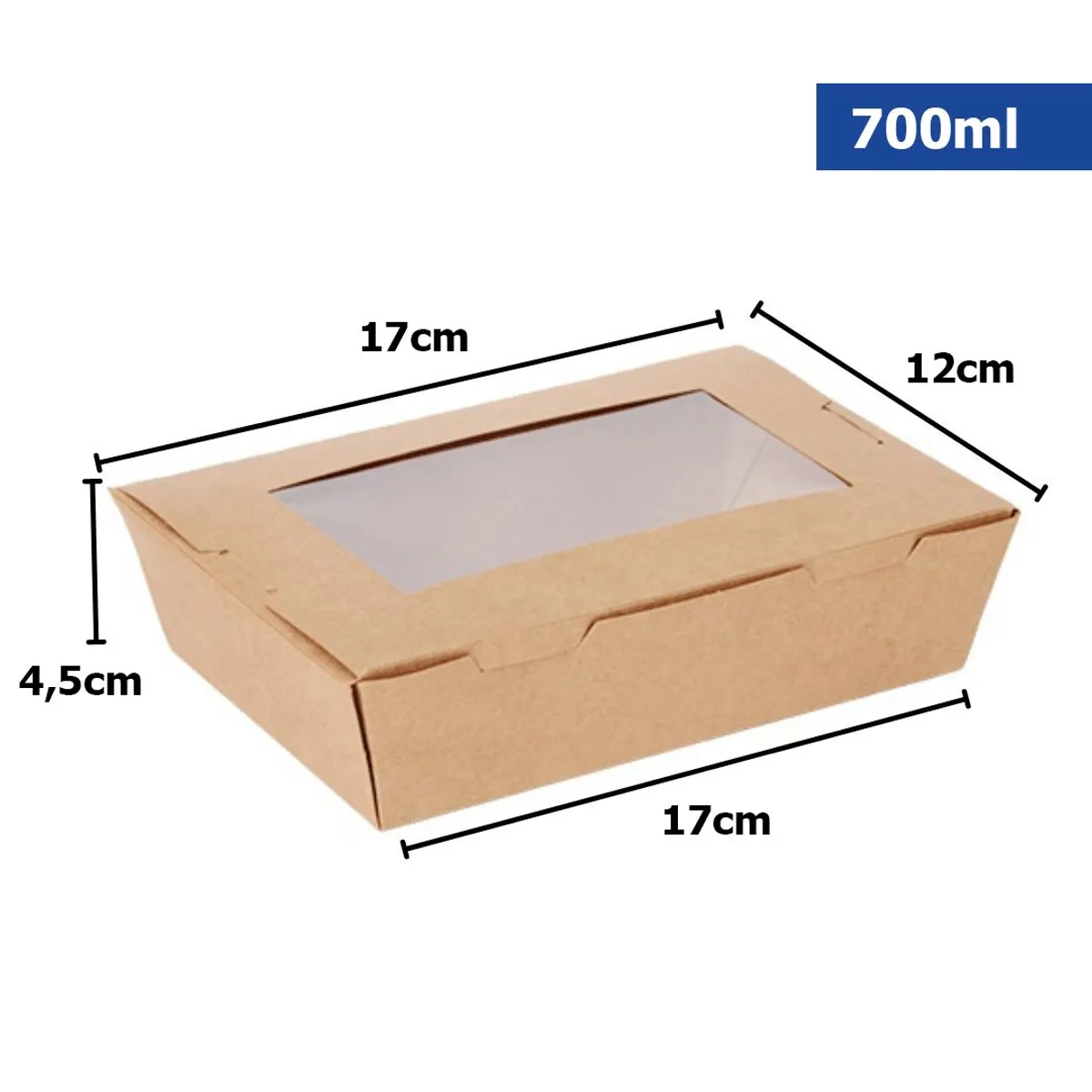 GENERICO - Caja Kraft Con Ventana 700ml 100 Unidades